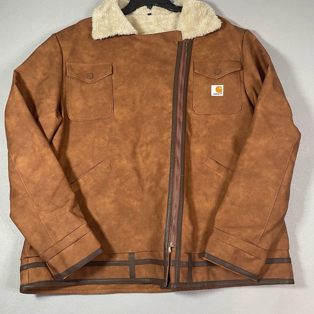 Cahartt Faux Leather Sherpa Lined Jacket Men's Size 3XL